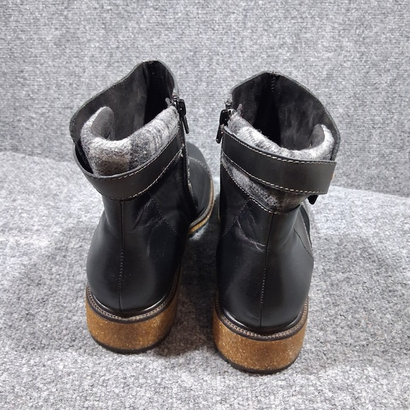 Earth Elements Taylen Boot Bootie Lug Sole Patchwork Black Leather Size 12M - Picture 8 of 10